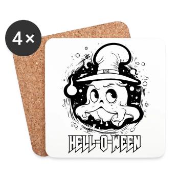 Bonjour Halloween Ghost - Dessous de verre (lot de 4) - blanc - Devant
