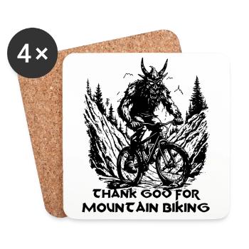 Dieu merci, Devil ride Mountaibike - Dessous de verre (lot de 4) - blanc - Devant