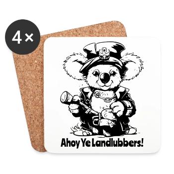 Ahoy ihr Landratten, Koala-Kapitän - Untersetzer (4er-Set) - Weiß - Vorne