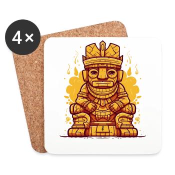 Inka-Maya-König auf Thron-Statue - Untersetzer (4er-Set) - Weiß - Vorne