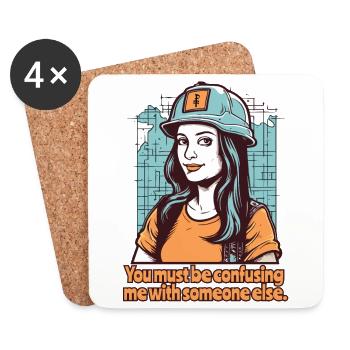 Construction worker Lisa, you're confusing me - Coasters (set of 4) - white - Front