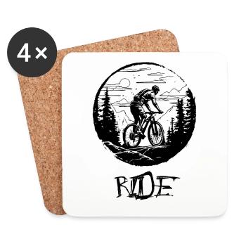Sur la route en VTT - Dessous de verre (lot de 4) - blanc - Devant