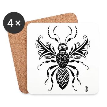 Tribal Tattoo Insekt - Untersetzer (4er-Set) - Weiß - Vorne