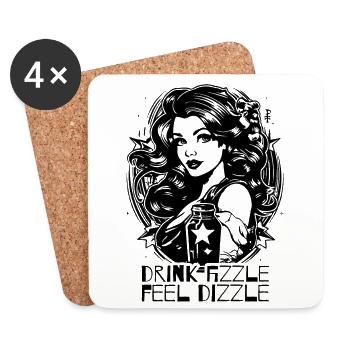 Publicité classique pour femmes, boisson pétillante - Dessous de verre (lot de 4) - blanc - Devant