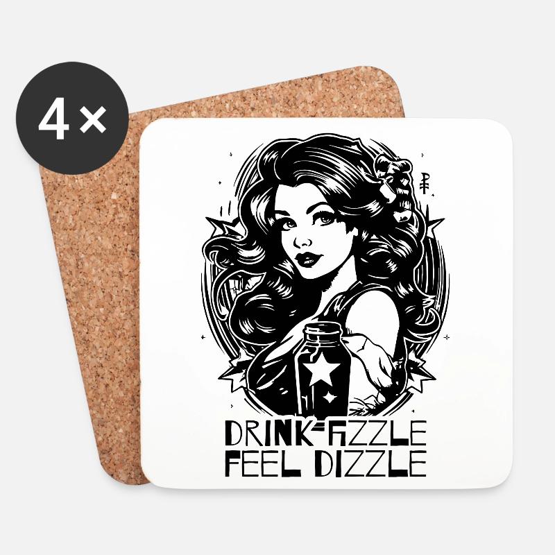 Klassische Damen Werbung, trink prickelig - Untersetzer (4er-Set) - Weiß