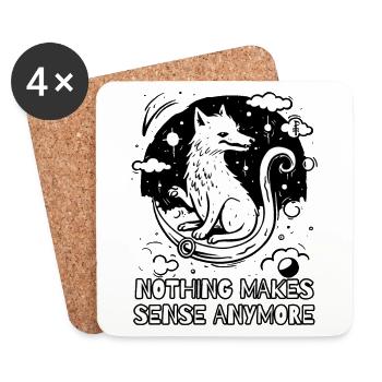 Nothing makes sense anymore, artistic wolf - Coasters (set of 4) - white - Front