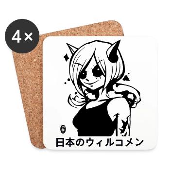 Welcome to Japan: Evil Elf Anime Girl - Coasters (set of 4) - white - Front