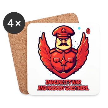 Imagine it's war and no one is going - Coasters (set of 4) - white - Front