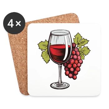 Wine Glass Grapes Wine - Coasters (set of 4) - white - Front