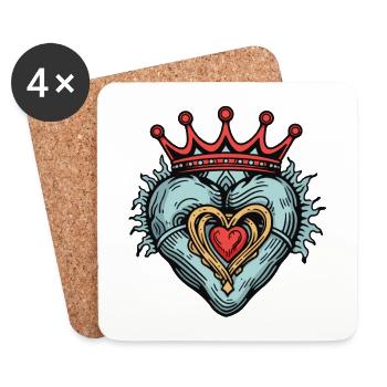 Coeur Symbole Couronne Amour - Dessous de verre (lot de 4) - blanc - Devant