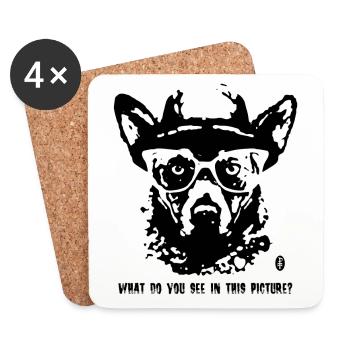 Rorschach analysis and a funny herding dog - Coasters (set of 4) - white - Front