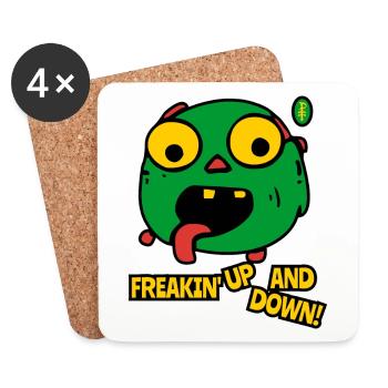 Monstre de dessin animé Freakin' Up and Down - Dessous de verre (lot de 4) - blanc - Devant