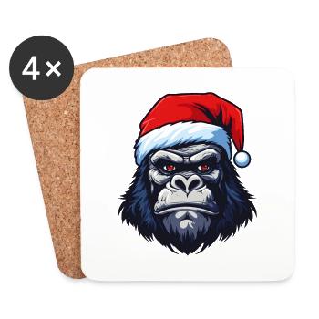Gorilla Porträt Weihnachten - Untersetzer (4er-Set) - Weiß - Vorne
