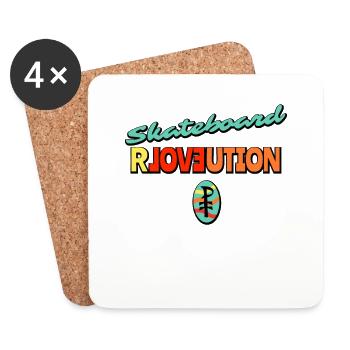 Skateboard Revolution und Liebeserklärung - Untersetzer (4er-Set) - Weiß - Vorne