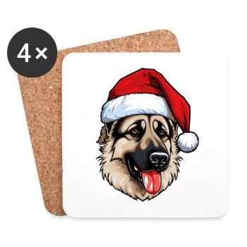 German Shepherd Dog Portrait Christmas - Coasters (set of 4) - white - Front
