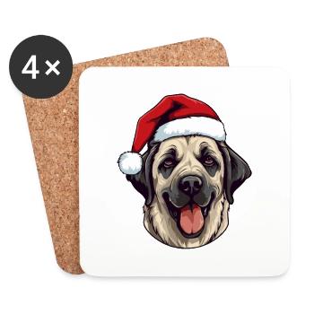 Kangal Hund Porträt Weihnachten - Untersetzer (4er-Set) - Weiß - Vorne