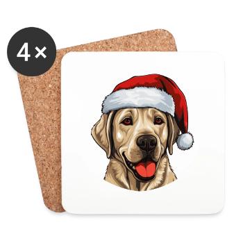 Labrador chien Portrait Noël - Dessous de verre (lot de 4) - blanc - Devant