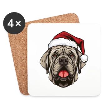 Mastiff Hund Porträt Weihnachten - Untersetzer (4er-Set) - Weiß - Vorne
