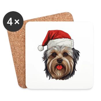 Yorkshire Terrier Hund Weihnachten - Untersetzer (4er-Set) - Weiß - Vorne