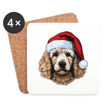 Poodle Dog Portrait Christmas - Coasters (set of 4) - white - Front