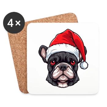 French Bulldog Dog Christmas - Coasters (set of 4) - white - Front