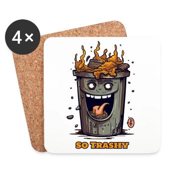 Poubelle tellement drôle de trash - Dessous de verre (lot de 4) - blanc - Devant