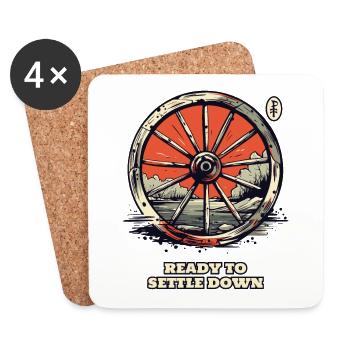 Ready to settle down: Settlers' Wagon Wheel - Coasters (set of 4) - white - Front