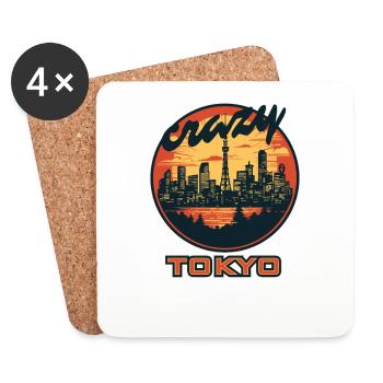 Verrücktes Tokyo - Untersetzer (4er-Set) - Weiß - Vorne