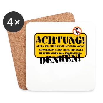 Sign: Be careful to think for yourself - Coasters (set of 4) - white - Front