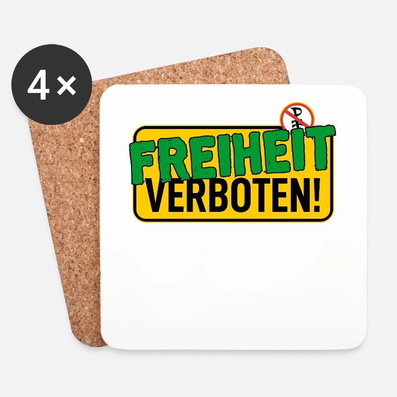 Schild: Freiheit Verboten - Untersetzer (4er-Set) - Weiß