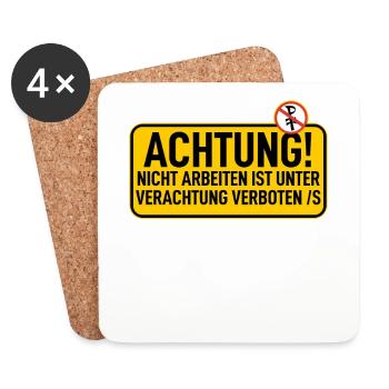 Sign: Attention lounging prohibited - Coasters (set of 4) - white - Front