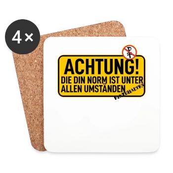 Attention : Réglementation conforme à la norme DIN - Dessous de verre (lot de 4) - blanc - Devant