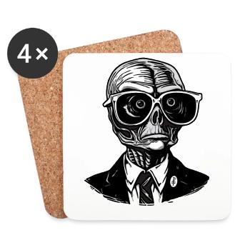 Un politicien extraterrestre gris avec de grosses lunettes - Dessous de verre (lot de 4) - blanc - Devant