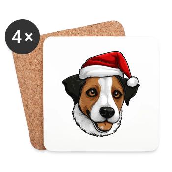 jack russel terrier Hund Kopf Weihnachten Portät - Untersetzer (4er-Set) - Weiß - Vorne