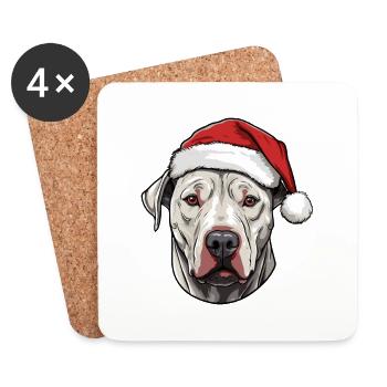 Dogue Argentino Chien Tête Portrait De Noël - Dessous de verre (lot de 4) - blanc - Devant