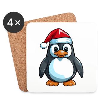 Pingouin Bande Dessinée Mignon Noël Bébé Noël - Dessous de verre (lot de 4) - blanc - Devant