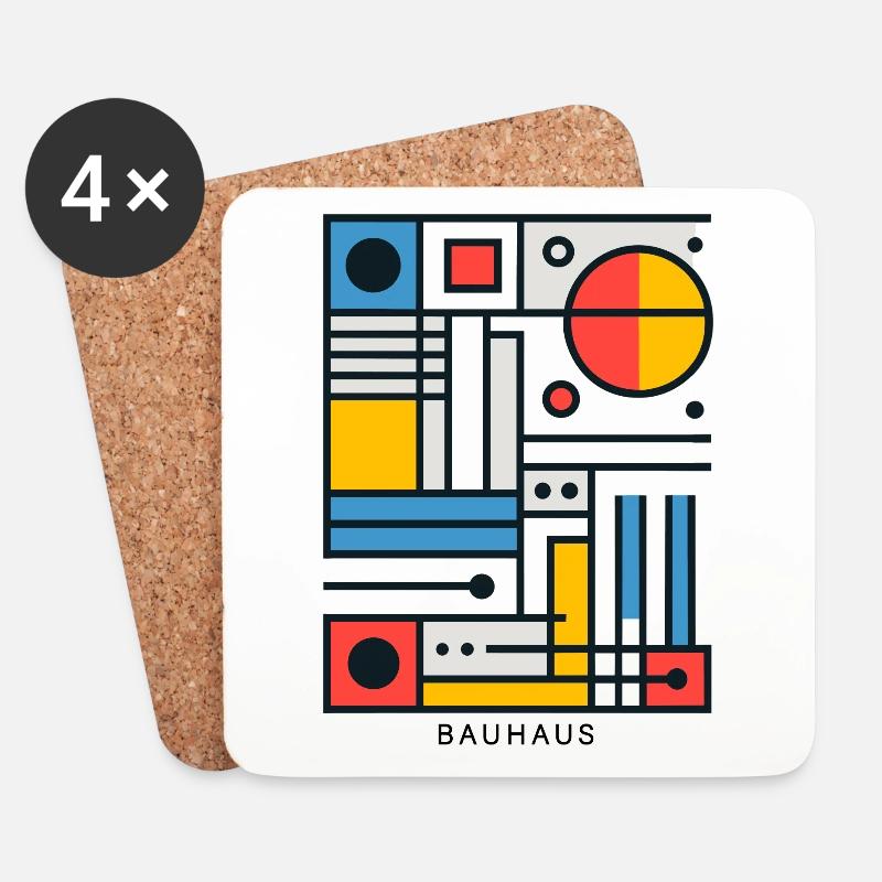 Bauhaus-Architektur Geometrische Ästhetik - Untersetzer (4er-Set) - Weiß
