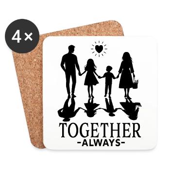 Inspiring Family Quote Always Together - Coasters (set of 4) - white - Front