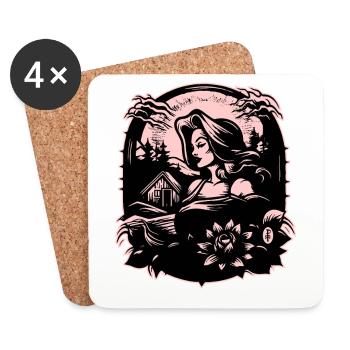 Rose Mère Nature Dame - Dessous de verre (lot de 4) - blanc - Devant