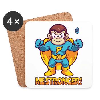 Je suis plus fort ! Singe super-héros de dessin animé - Dessous de verre (lot de 4) - blanc - Devant