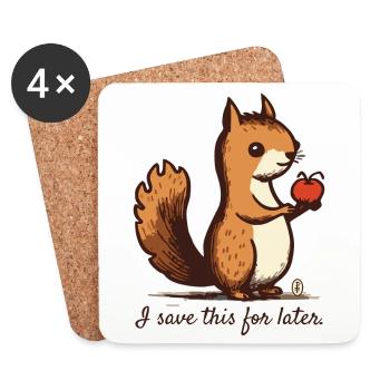 Je vais garder ça pour plus tard : Cartoon Squirrel - Dessous de verre (lot de 4) - blanc - Devant