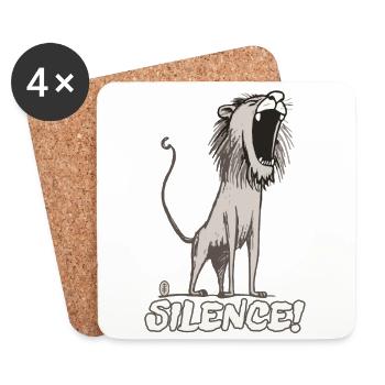 Le lion de dessin animé rugit : CALME - Dessous de verre (lot de 4) - blanc - Devant