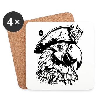 Capt'n Parrot - Untersetzer (4er-Set) - Weiß - Vorne
