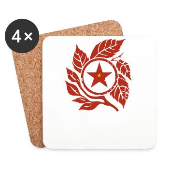 Ein Stern und Blätter - Soziales Emblem - Untersetzer (4er-Set) - Weiß - Vorne