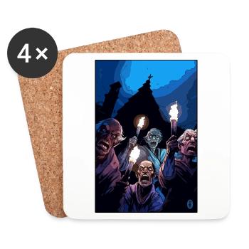 Old hunters with torches - Coasters (set of 4) - white - Front