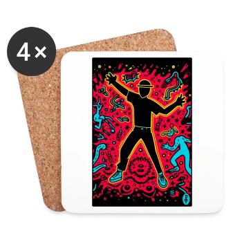 Funky Time with Pop Art Hip-Hop Breakdance Party - Coasters (set of 4) - white - Front