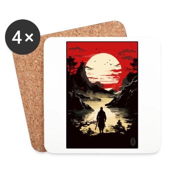 Edo Japan: Der Frieden eines Samurai - Untersetzer (4er-Set) - Weiß - Vorne