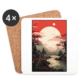 Edo Japon, la paix de la nature - Dessous de verre (lot de 4) - blanc - Devant