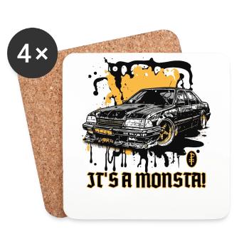 Une voiture monstrueuse monstrueuse - Dessous de verre (lot de 4) - blanc - Devant