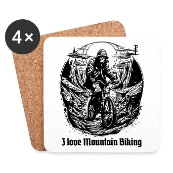 Creature of the night, I love mountain biking - Coasters (set of 4) - white - Front